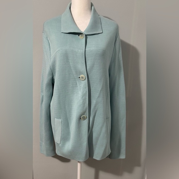 Talbots Jackets & Blazers - Talbots women's knit cardigan, sweater jacket Soft Blue Blazer Size Xl
